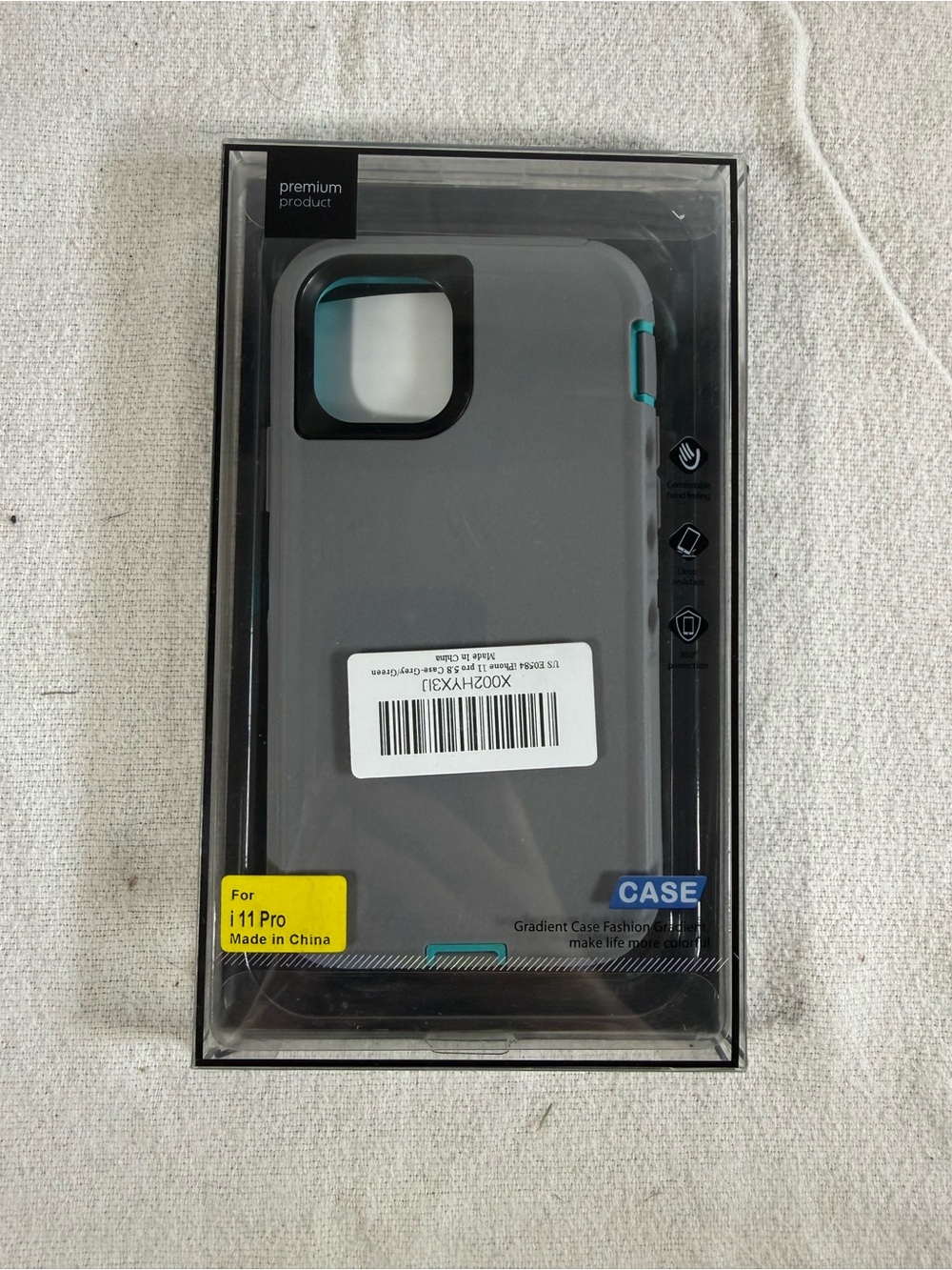 iPhone 11 Pro Protective Case - Gray with Teal Accents